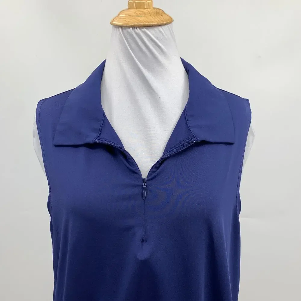 Tommy Bahama Polo Top Womens XL Storm Active Golf Collared Sleeveless 1/4 Zip